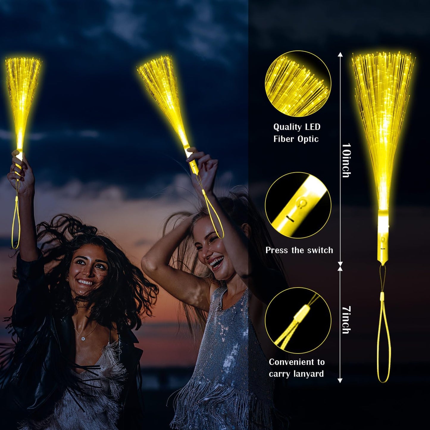 30 Pack Blue Fiber Optic Wands Glow Fiber Wands Bulk LED Light Up Wands with 3 Flashing Modes LED Flashing Sticks for July 4th Halloween Christmas Wedding Birthday Carnival Bachelor Party