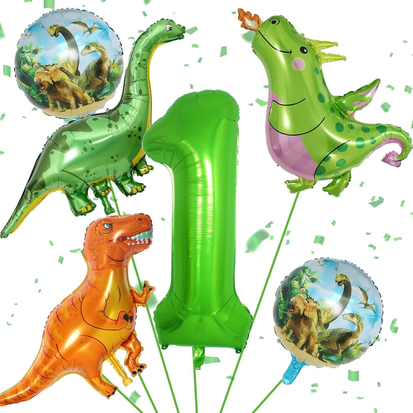 Dinosaur 5th Birthday Decorations, Dinosaur Birthday Party Decorations with Giant Inflatable Dinosaur Balloons 40 Inch Helium Foil Mylar Number 5 Balloons for Dinosaur Theme Birthday Party Decorations