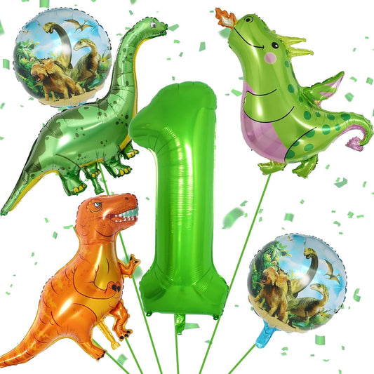 Dinosaur 5th Birthday Decorations, Dinosaur Birthday Party Decorations with Giant Inflatable Dinosaur Balloons 40 Inch Helium Foil Mylar Number 5 Balloons for Dinosaur Theme Birthday Party Decorations