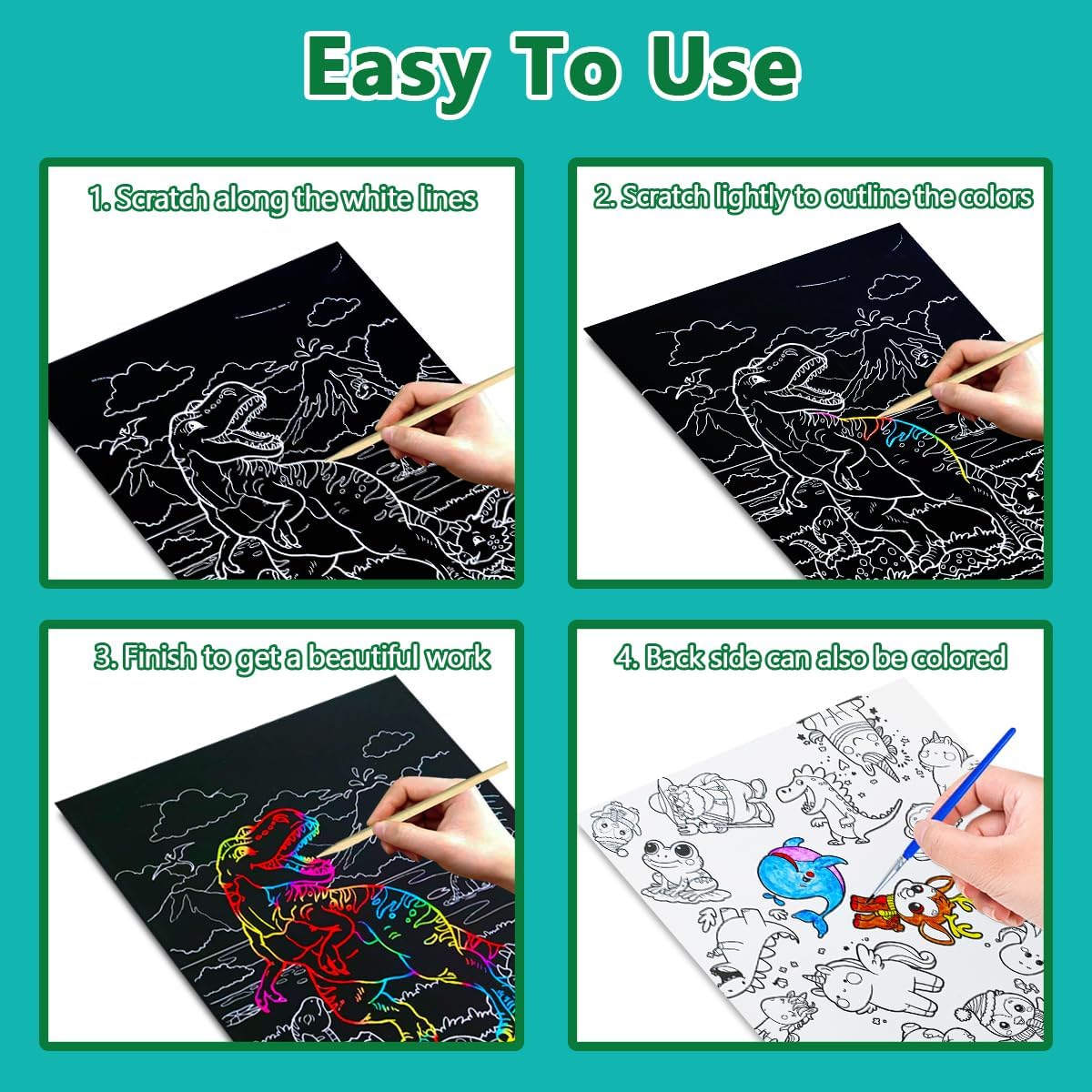 BAOXUE Scratch Art for Kids, Mermaids Black Rainbow Scratch Paper Set-Arts And Crafts & Supplies, DIY Activity & Party Games, Mermaid Toys Gifts for Toddlers, Girls