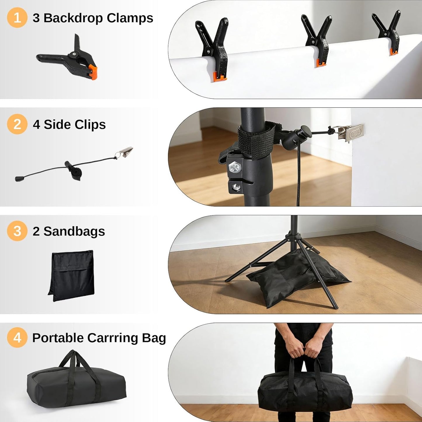 ShowMaven Backdrop Stand, 6.4ft x 10ft Adjustable Photo Background Stand with Carry Bag for Photography Photo Video Studio, Baby Shower, Birthday Party (6.4ftx10ft)