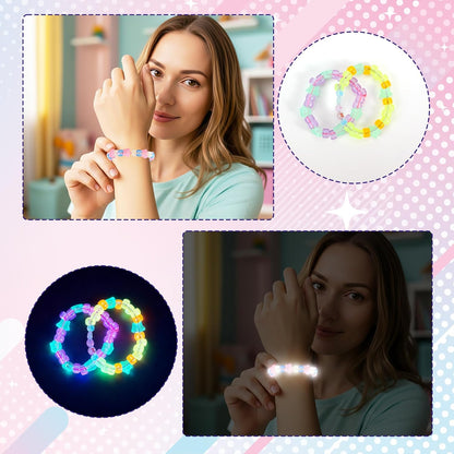 Tilhumt Glow in The Dark Beads for Bracelet Making Kit with Cute Bag for Adults, 9mm Rave Pony Beads Kit, Letters&Number&Star Neon Bead, Ideal Gift for Adult Craft Lovers