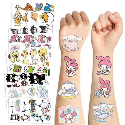 Cartoon My Melody Kuromi Cinnamoroll Pompompurin Keroppi Temporary Tattoos & Face Stickers,Party Favors,Tattoos Art Make up Deco BJHSL