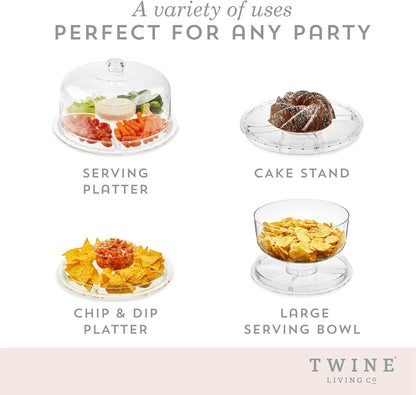 Twine Melamine Cake Stand, Cupcake Display Home Decor Food and Dessert Serving Accessory, 11.5 x 8 Inches, White, Set of 1