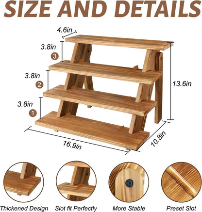 Wooden Cupcake Stand - 4 Tier Cupcake Display Stand, Rustic Tiered Display Stand, Tool Free Installation Cupcake Stand for Baby Shower Decorations Birthday Party Supplies