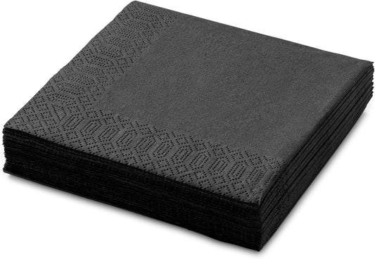 Black Beverage Napkins (300 Count) 2-Ply Disposable Cocktail Napkins for Bar, Weddings, Parties, Events, Premium Quality and EU Made