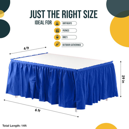 Exquisite Ruffle Table Skirt Pink 6 Pack 14 Ft Long Table Skirts for Rectangle Tables 6ft Plus or Round Tables Skirts with Adhesive Strip for Gender Reveal Decor & Happy Birthday Parties