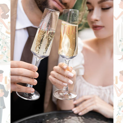 Boao 4 Pieces Wedding Toasting Flutes and Cake Server Set Wedding Reception Supplies Champagne Glasses Cake Knife Pie Server (Gold,Classic)