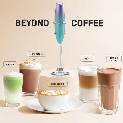 Zulay Kitchen Powerful Milk Frother Wand With Duracell Batteries - Ultra Fast Handheld Drink Mixer - Electric Whisk Foam Maker for Coffee, Lattes, Cappuccino & Matcha - Z1 Motor - Black - Colors D
