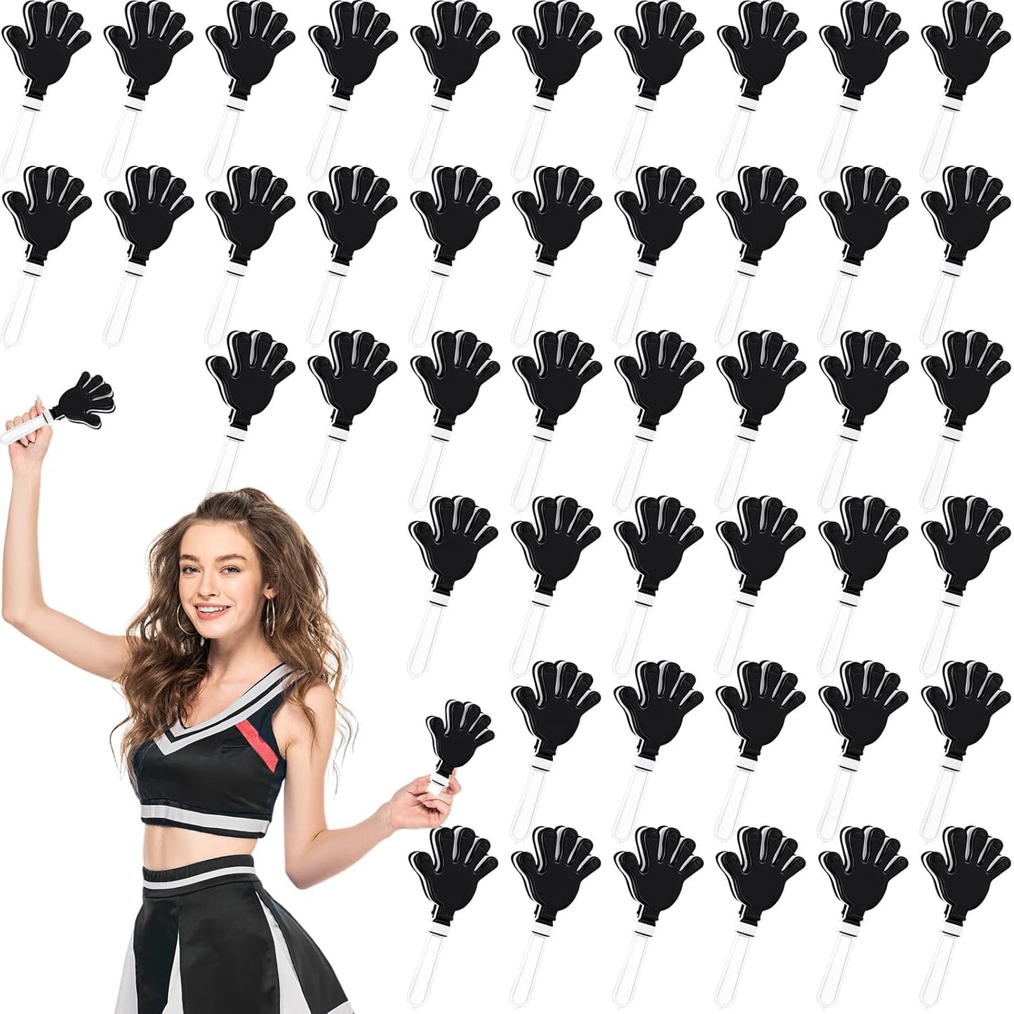 Junkin 48 Pcs Hand Clappers Bulk 7. 5 x 3. 5 Inches Noise Makers Party Favors Clapping Noise Maker Clacker for Birthdays Game Prizes Rewards Football Sporting Events Cheers Supplies (Black,White)