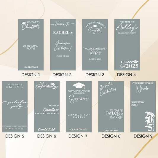 Personalized Graduation Mirror Welcome Sign Decal - Custom Class of 2025 Party Vinyl Sticker for Celebration Backdrop Display - Multiple Sizes & Fonts - Add Name & School Color