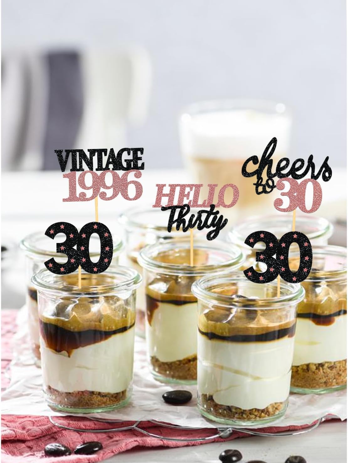24 PCS Glitter 30th Birthday Cupcake Toppers for Celebrating Thirty Years Old Birthday Party Decorations for 30th Anniversary Party Supplies (Gold)
