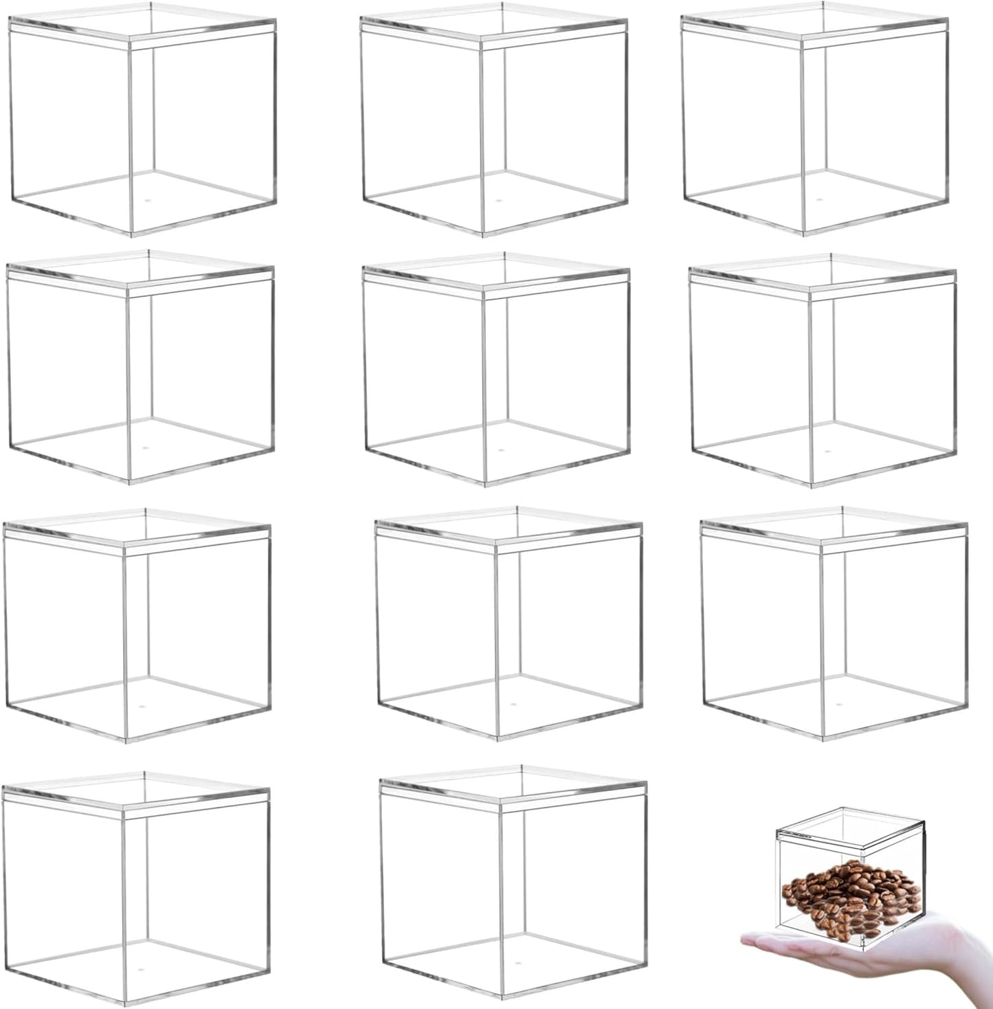 KissYou Acrylic Box Clear Boxes with Lid 12 Packs Small Candy Box Display Square Cube Wedding Graduation Party Decorations Jewlry Gift Box