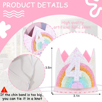 Birthday Rainbow Girl Crown, Birthday Hat for Event Party Supplies,Photo Props