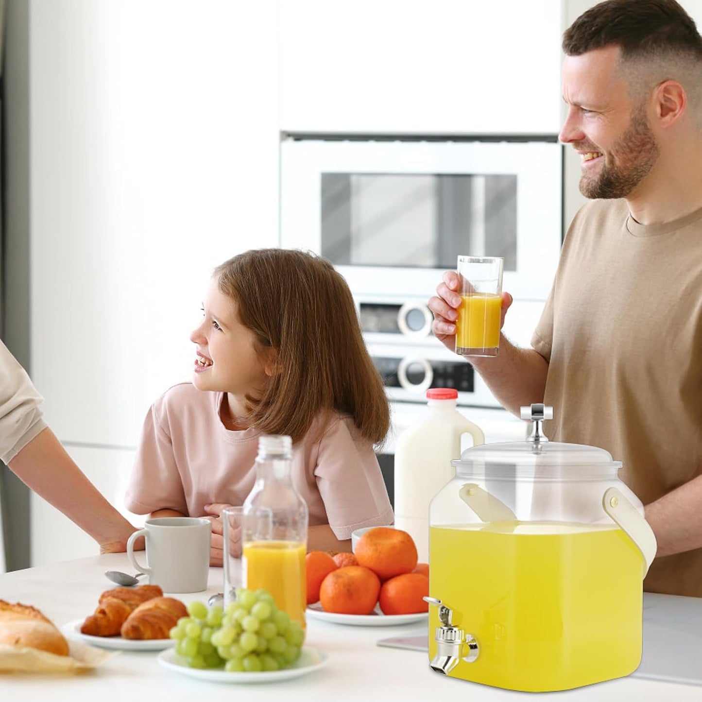 1 Gallon Beverage Dispenser - Leak proof Juice Dispenser Sealed Plastic Lemonade Dispensers with Anti-Rust Lids Drink Jug for Parties Home Kitchen Camping with Spigot（1 Packs）
