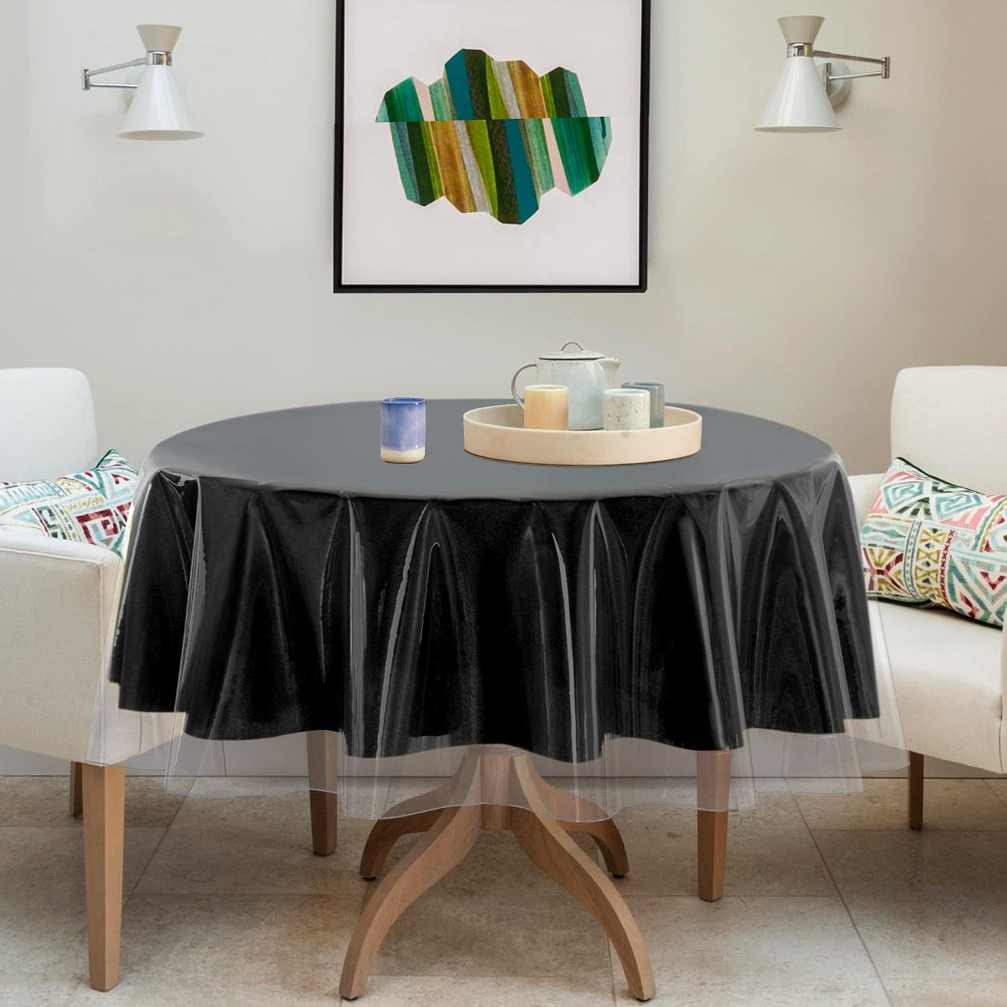 sancua Clear Plastic 100% Waterproof Tablecloth - 54 x 78 Inch - Vinyl PVC Rectangle Table Cloth Protector Oil Spill Proof Wipe Clean Table Cover for Dining Tables, Parties & Camping, Crystal Clear