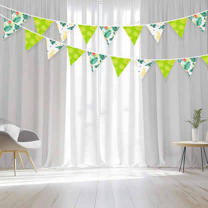 G2PLUS 39Ft Triangle Bunting Banner, 42Pcs Pink Floral Garland Pennant Banner, Reusable Cotton Triangle Flags Party Decoration for Birthday, Wedding, Garden Tea Party, Baby Shower, Room Decor
