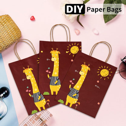 RACETOP 32 Pack Small Paper Gift Bags with Handles, 5.8"×3.2"×8.25" Kraft Paper Party Favor Bags Bulk for Kids Birthday, Baby Shower, Crafts, Wedding, Party Supplies (8 Colors)
