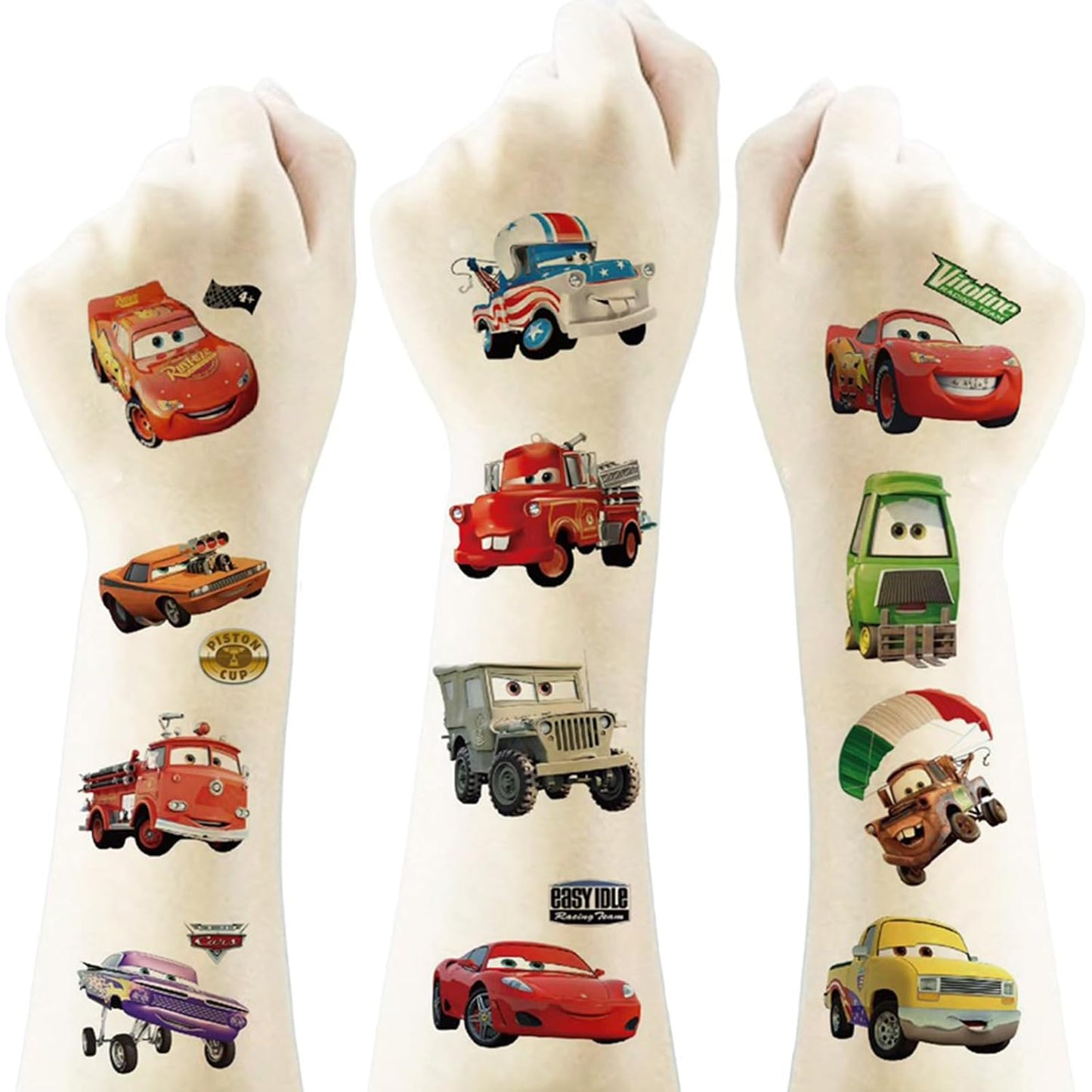 20Sheets Movie Cars Temporary Tattoos Birthday Themed Party Supplies Decoration Favors Cartoon Cute Sticker for Kids Boys Home Activity Class Prizes Carnival Christmas Rewards (grey)