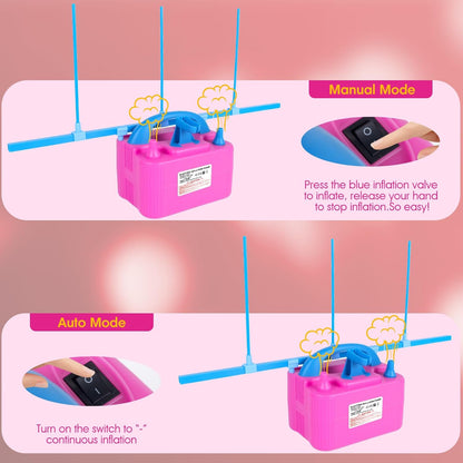 Electric Balloon Pump,110V 600W Portable Dual Nozzles Balloon Pump,Air Pump Balloon Blower for Party Decorations with Tying Tool