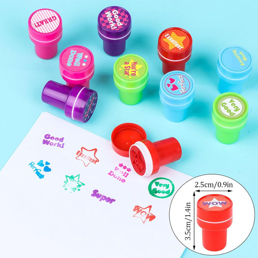 20 PCS Teacher Stamps for Classroom Self-Inking Teacher Reward Stamps Motivational Encouraging Stamp Colorful Stamp for Teachers Homeschool Class Prizes, 10 Motivational Designs