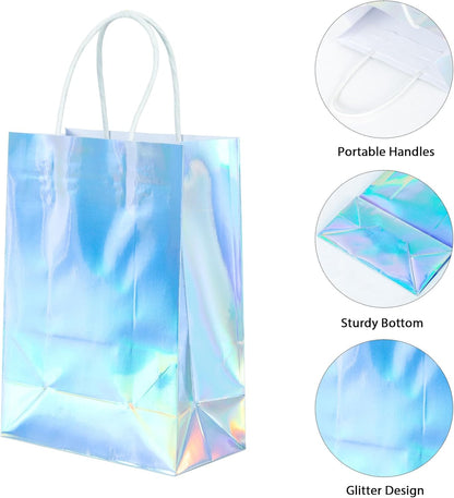 BLEWINDZ 32 Pieces Gift Bags with 32 Tissues, 8 Colors Party Favor Bags with Handles, Rainbow Gift Bag for Wedding, Birthday, Party Supplies and Gifts