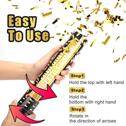 5 Pack Confetti Cannon Biodegradable, 12 Inch Confetti Poppers Graduation, Suitable for Graduation Wedding Birthday Parties and New Year's Eve Celebration