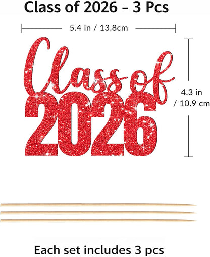 Class of 2026 Centerpieces Sticks for Graduation, 16 Pcs Graduation Decorations Cake Toppers, Graduation Theme Party Decorations Supply(BG)