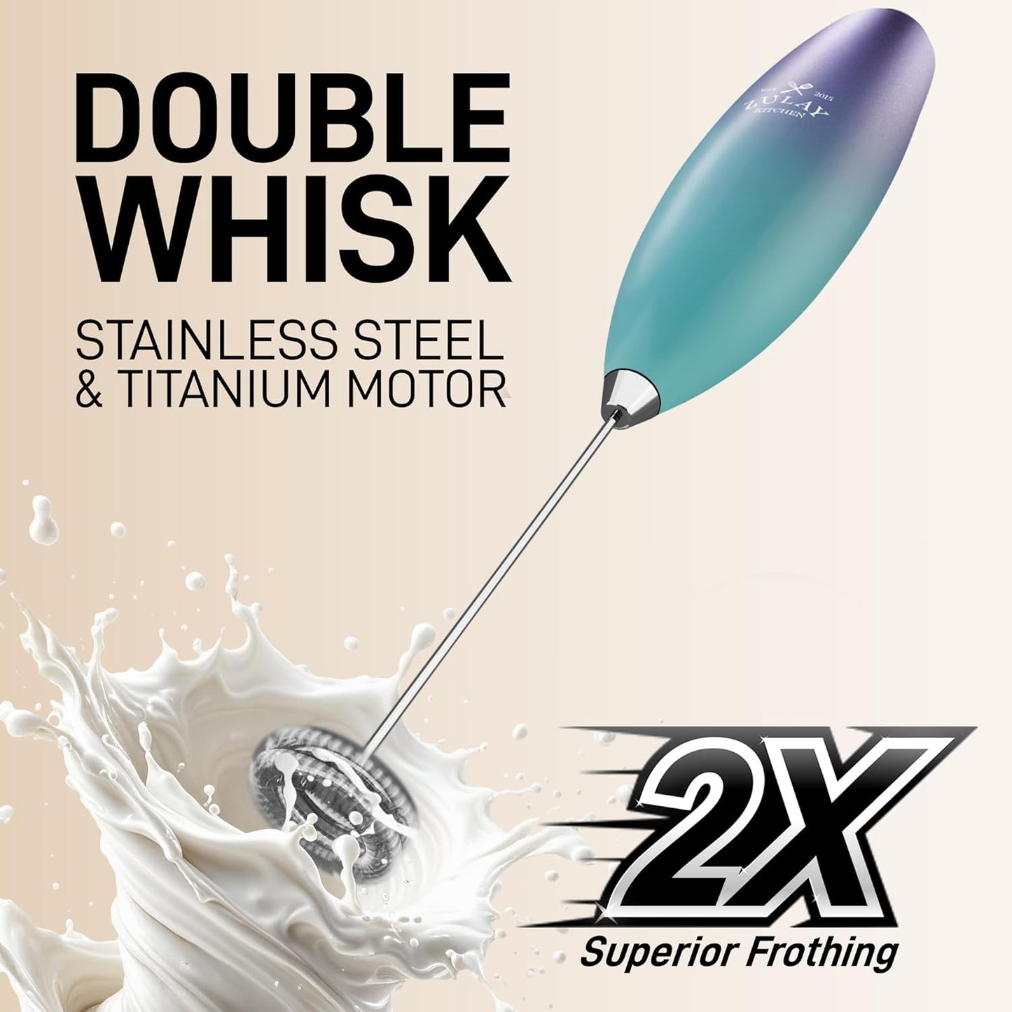 Zulay Kitchen Powerful Milk Frother Wand With Duracell Batteries - Ultra Fast Handheld Drink Mixer - Electric Whisk Foam Maker for Coffee, Lattes, Cappuccino & Matcha - Z1 Motor - Black - Colors D