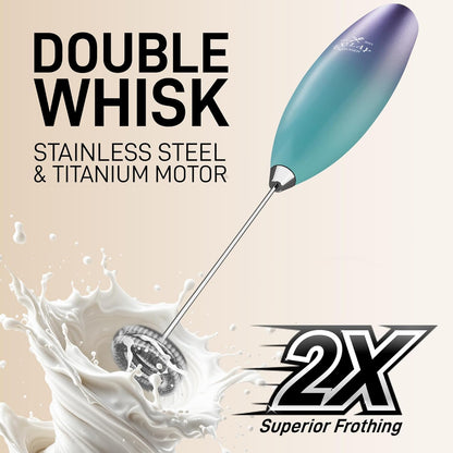 Zulay Kitchen Powerful Milk Frother Wand With Duracell Batteries - Ultra Fast Handheld Drink Mixer - Electric Whisk Foam Maker for Coffee, Lattes, Cappuccino & Matcha - Z1 Motor - Black - Colors D