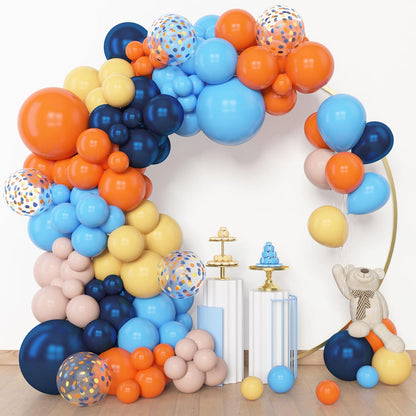 Amandir 153pcs Purple Blue Pink Balloon Garland Arch Kit, Different Sizes 18 12 10 5 inch Teal Yellow Latex Metallic Confetti Balloons for Magic Birthday Engagement Party Decoration