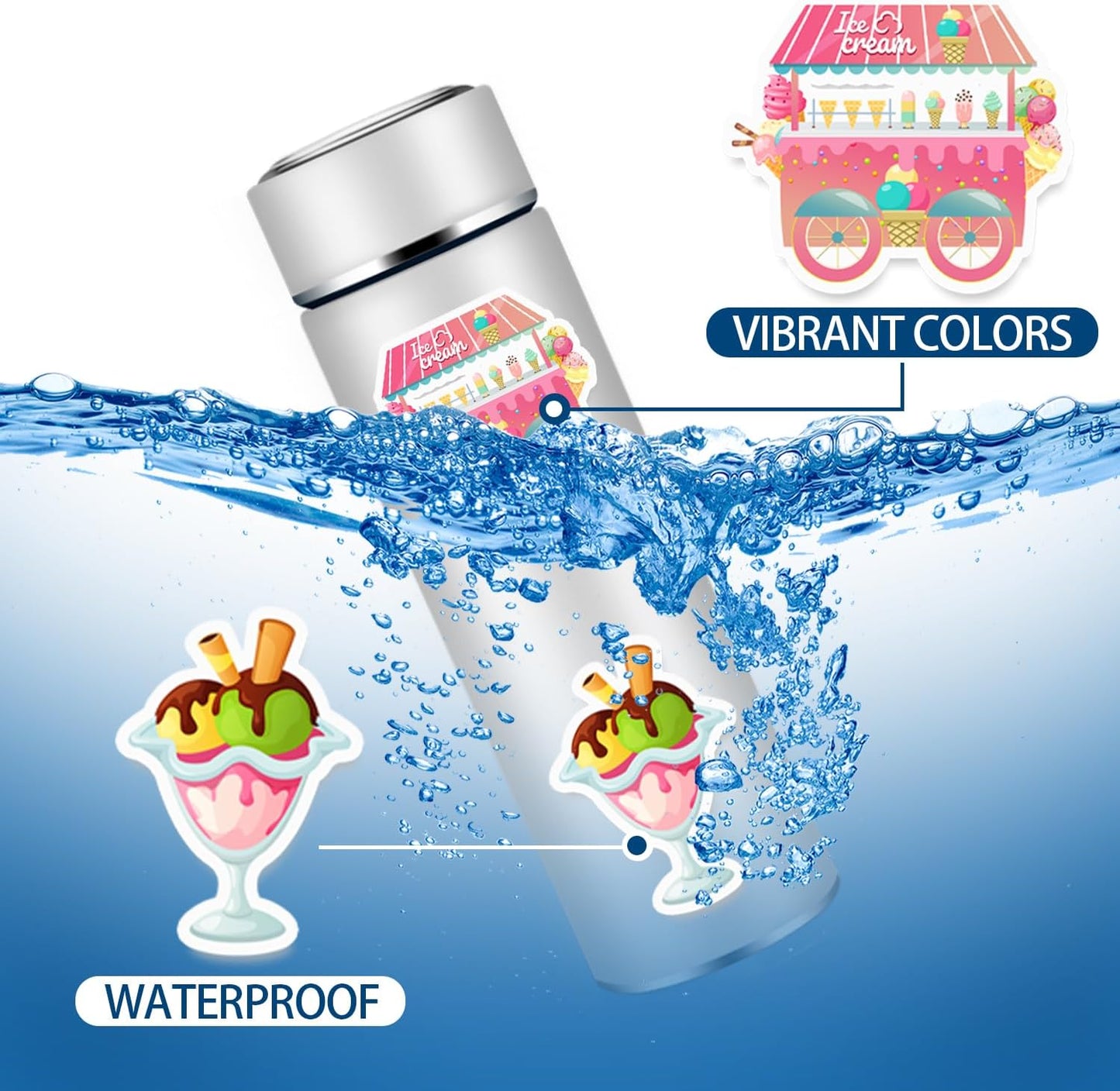 84 PCS Ice Cream Party Favors, 24 PCS Slap Bracelets & 60 PCS Stickers Ice Cream Birthday Party Decorations Supplies Gifts for Kids Classroom Rewards