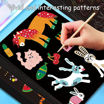 Scratch Art Bookmarks Kit, 24 Sheet Paper with Scratching Tools for DIY Party Favors, Christmas Stocking Stuffers
