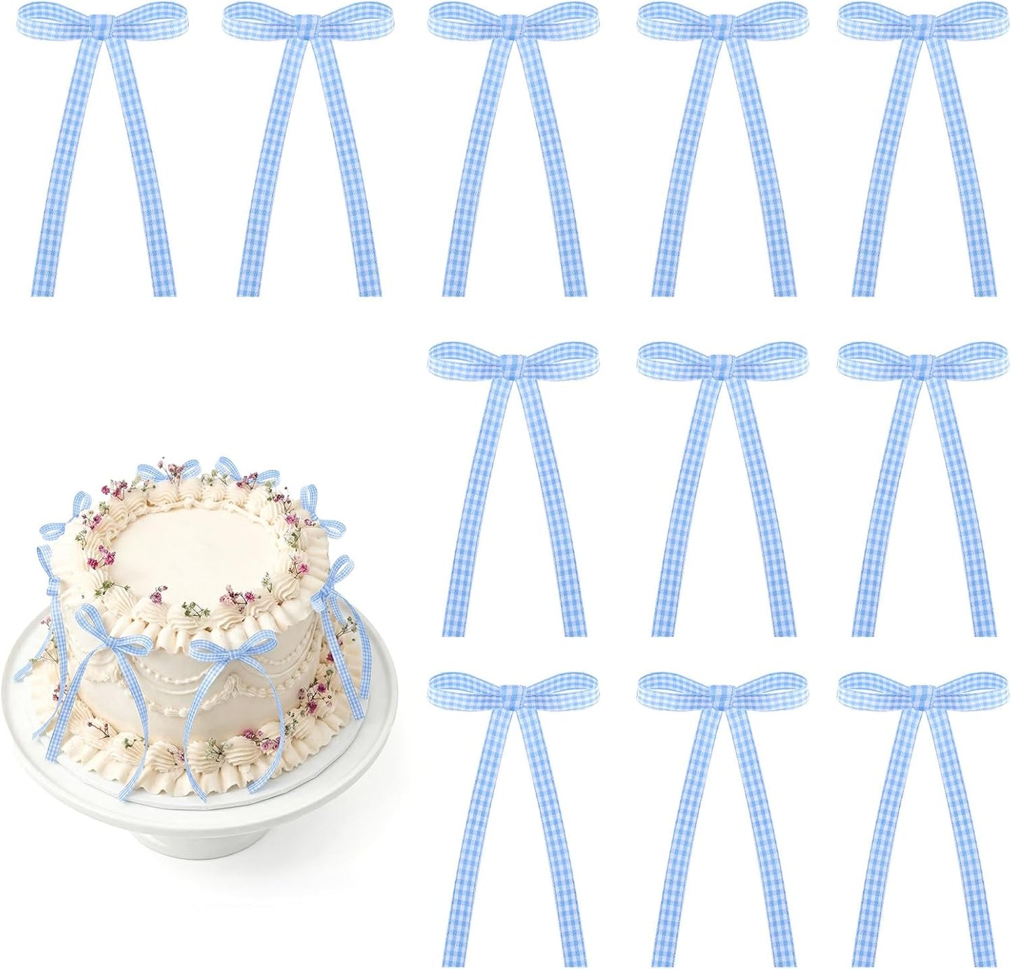 30 Pack Bow Cake Toppers Pink Ribbons Bows for Cake Coquette Themed Bow Cupcake Toppers Pink Bow Birthday Decorations for Baby Shower, Birthday, Wedding, Bachelorette, Mothers Day Decorations