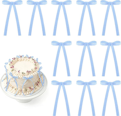 30 Pack Bow Cake Toppers Pink Ribbons Bows for Cake Coquette Themed Bow Cupcake Toppers Pink Bow Birthday Decorations for Baby Shower, Birthday, Wedding, Bachelorette, Mothers Day Decorations