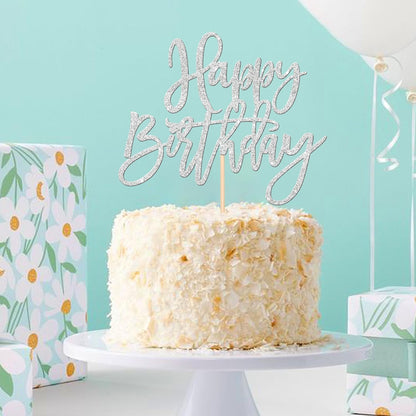 ZHUOWEISM 1 PCS Gold Happy Birthday & Anniversary Cake Topper