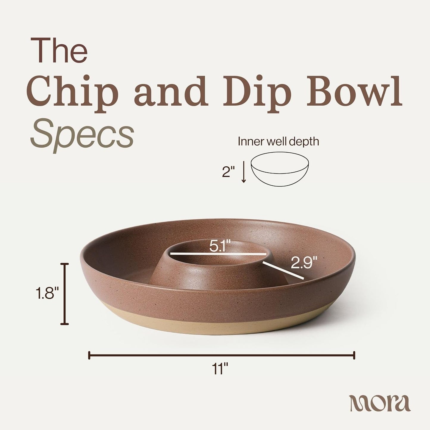 Mora Ceramic Chips and Dip Serving Tray: Large Divided Party Bowl Set for Chips & Salsa, Veggies & Dip, Fruit, Snacks, Entertaining, Hosting, etc. Minimalist Design for the Modern Hostess - White