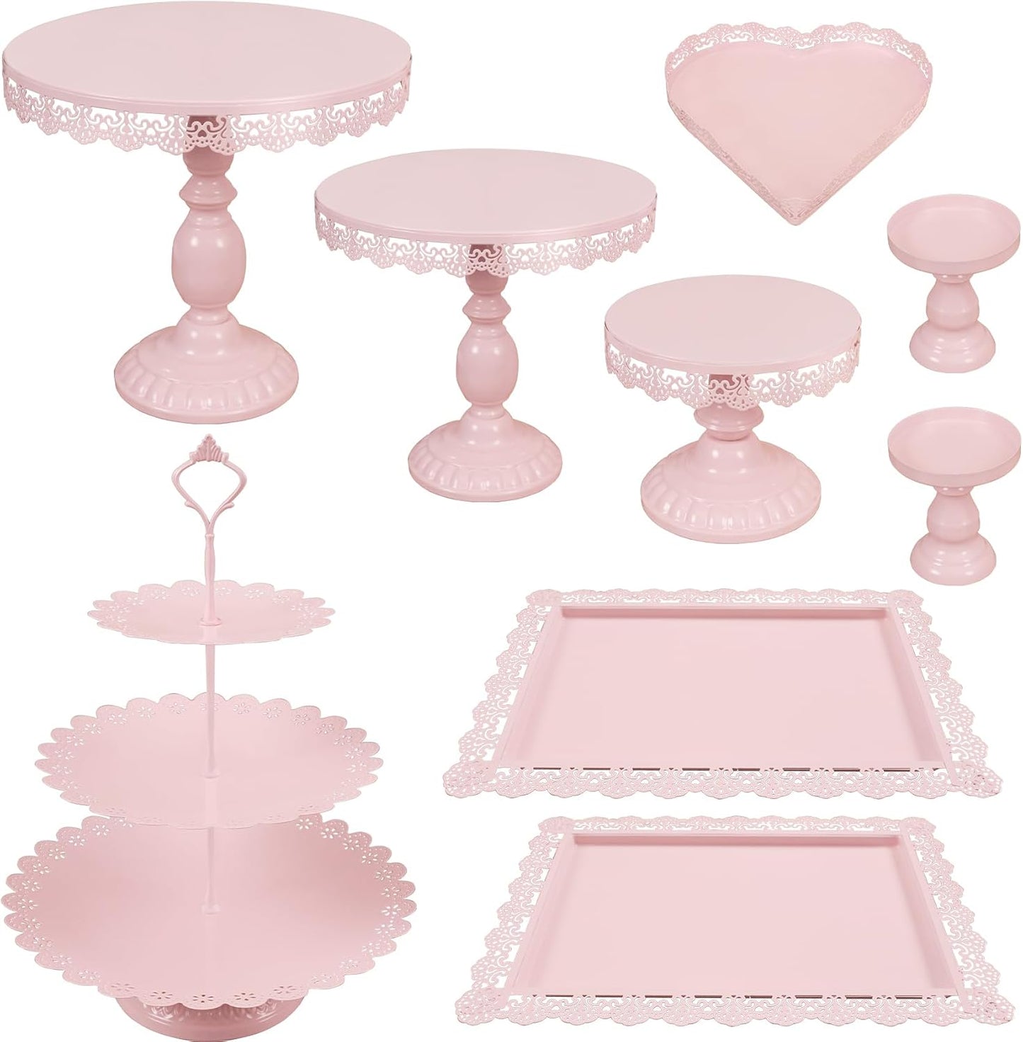 Set of 9 Cake Stands Metal Cupcake Stand Set Multiple Styles Candy Fruit Display Tower Dessert Plate Cake Serving Tray for Birthday Party Wedding Anniversary Baby Shower Engagement (Gold)