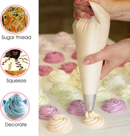 VolksRose 100Pcs Disposable Piping Bags, 18 inch Anti Burst and Non-Slip Pastry Bags, Thicken Cake Decorating Bags Icing Piping Bags for Cake Cupcakes Cookies Frosting, White