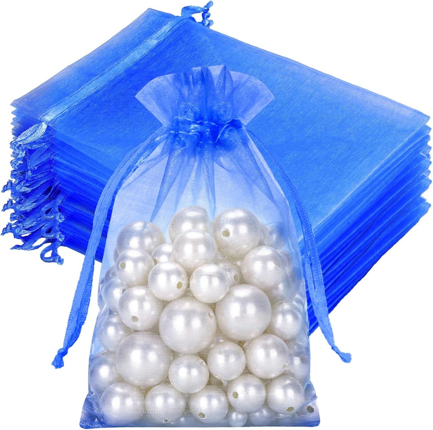 joycraft 50Pcs Organza Bags, 2x3 inch Gift Favor Bags, White Wedding Favor Bags, Jewelry Pouches with Drawstring, Mesh Bags Drawstring for Jewelry, Festival, Makeup, Candy, Desserts