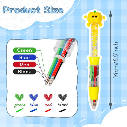 CZWZ 20Pcs Mini Multicolor Pens in One 4-in-1 Cute Pens Bulk for Kids, Fun Kawaii Ballpoint Pens for Birthdays and Children's Party Favors Gifts Teacher School Supplies