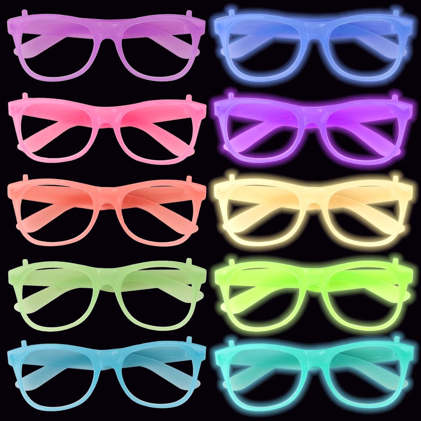 Glow in The Dark Party Supplies, 10 Pack Glow in The Dark Party Glasses Photo Booth Props Neon Party Favors Decorations