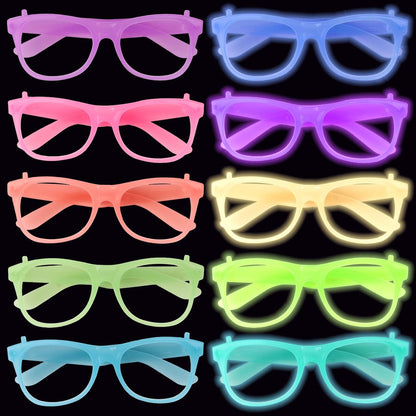 Glow in The Dark Party Supplies, 10 Pack Glow in The Dark Party Glasses Photo Booth Props Neon Party Favors Decorations