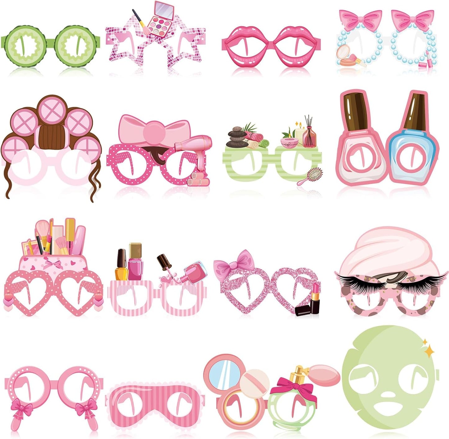 32 Pcs Spa Party Favors Paper Glasses Makeup Paper Eyeglasses Frames Spa Photo Booth Props Selfie Props for Makeup Birthday Party Decorations