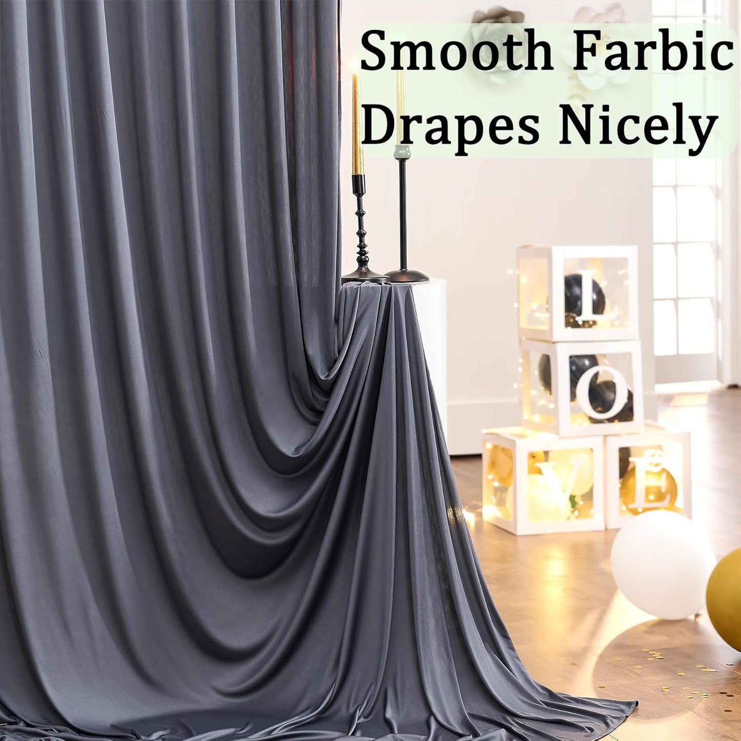 10ftx10ft Black Backdrop Curtains for Weddings Parties, Wrinkle Free 2 Panels Silky Polyester Photo Backdrop Drapes Back Drop Cloth Drapery for Birthday Mother'sDay Photography Background