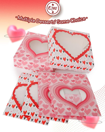 qiqee 8x8x2.5 Inch White Pastry Box With Window Donut Pie Boxes 12pcs Bakery Box (Auto-pop Up)