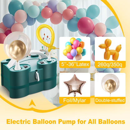 Balloon Pump, 3-in-1 Electric Balloon Pumps, Balloons Blower with Triple Inflating Ports for Latex 260q Foil Balloons Inflation, Inflator Deflator for Pool Floats Air Beds.