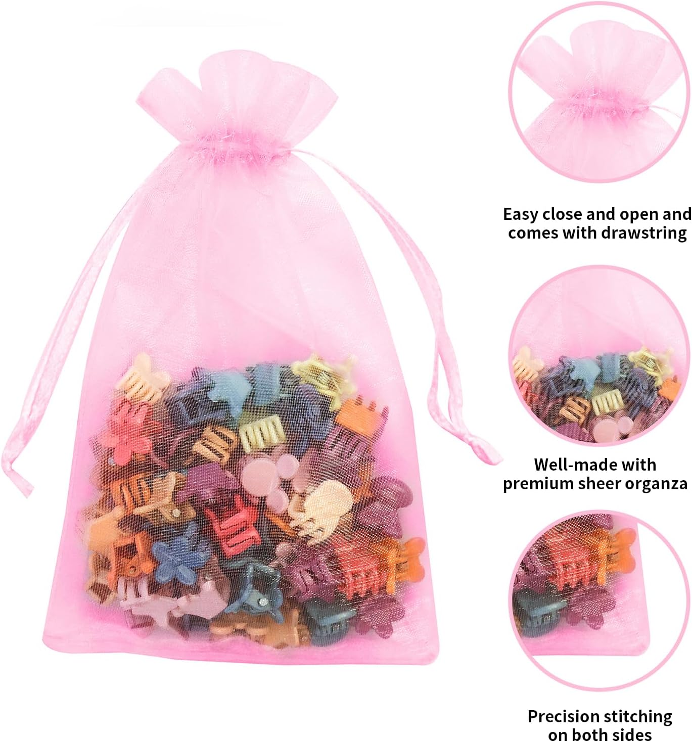 100PCS White Organza Bags, 4x6 Inch Small Mesh Bags Drawstring, Jewelry Gift Bags for Easter, Party, Festival, Bathroom Soaps, Makeup
