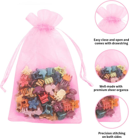 100PCS White Organza Bags, 4x6 Inch Small Mesh Bags Drawstring, Jewelry Gift Bags for Easter, Party, Festival, Bathroom Soaps, Makeup