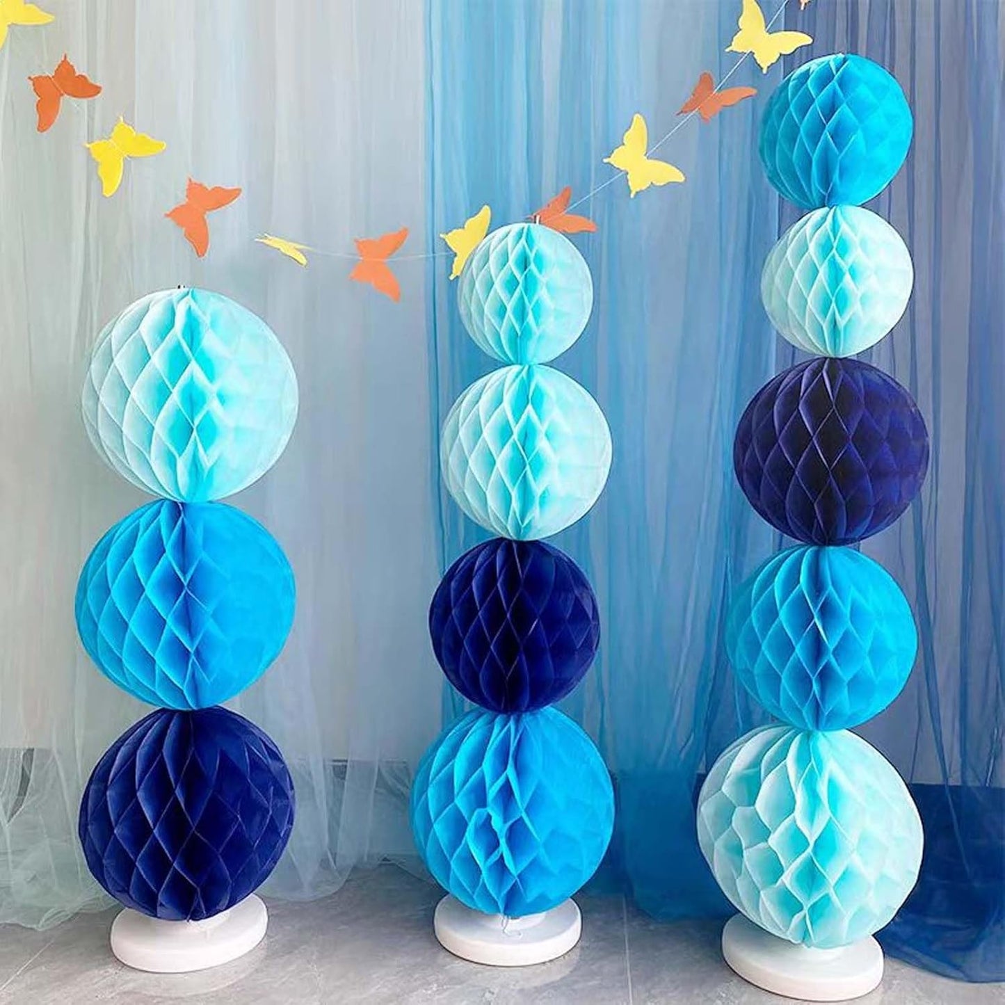 Rainbow Paper Honeycomb Balls,6 and 10 inch Hanging Tissue Pompoms,12 Pack Party Decorations